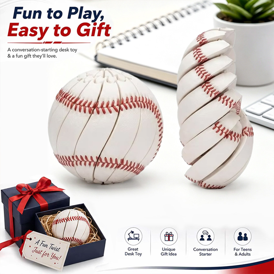 3D Printing Keychain - Football & Baseball Transformable Fidget Spinner