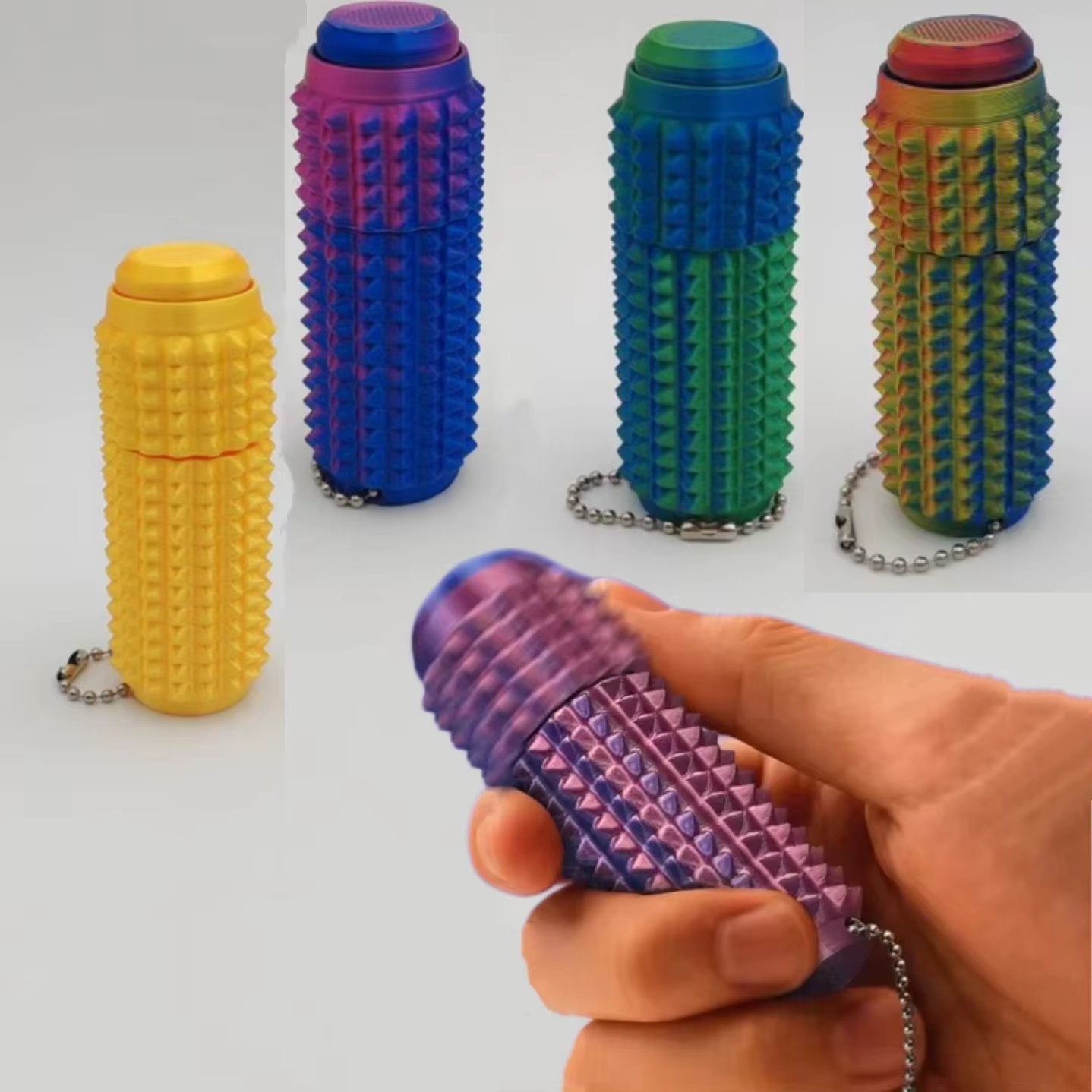3D Printing Keychain - Funny 3D Printed Spiky Fidget Toy