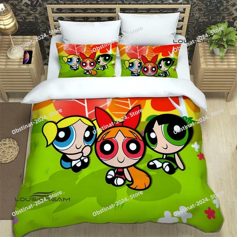3D Printing Quilting - 3D P-Powerpuff-Girls Cartoon Bedding Set Printed