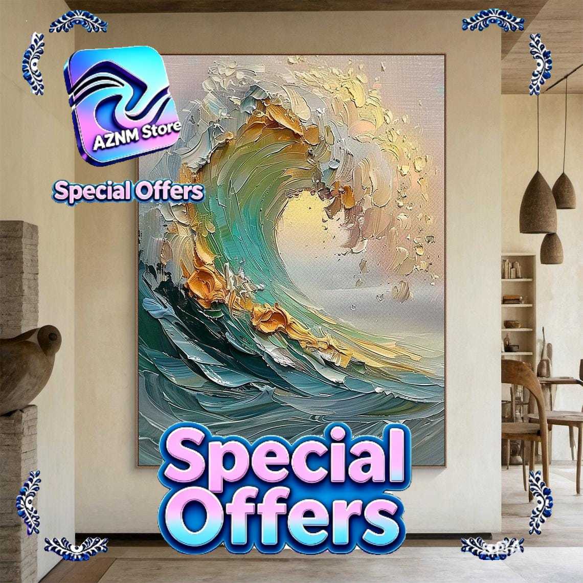3D Beige Large Canvas Abstract - 3D Printing Drawing ulasan dan harga