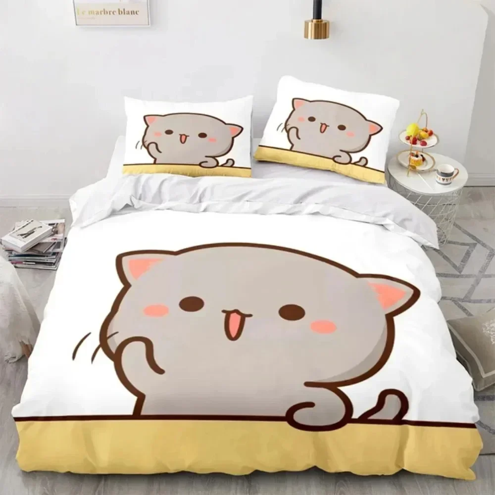 3D Cartoon Lovely Peach Cat Pr - 3D Printing Quilting ulasan dan harga