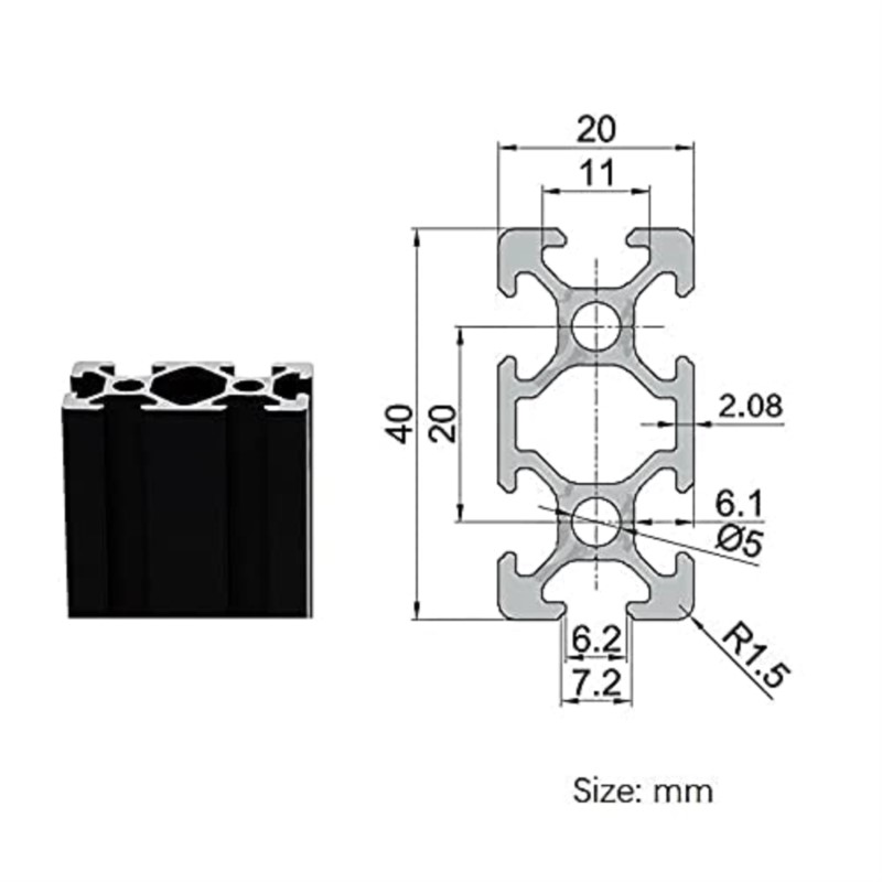 1PCS BLACK 2040 T-Slot Europea - V Slot Aluminum Extrusion ulasan dan harga