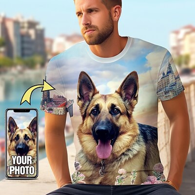 Custom Pet T Shirt for Men Des - 3D Printing Drawing ulasan dan harga