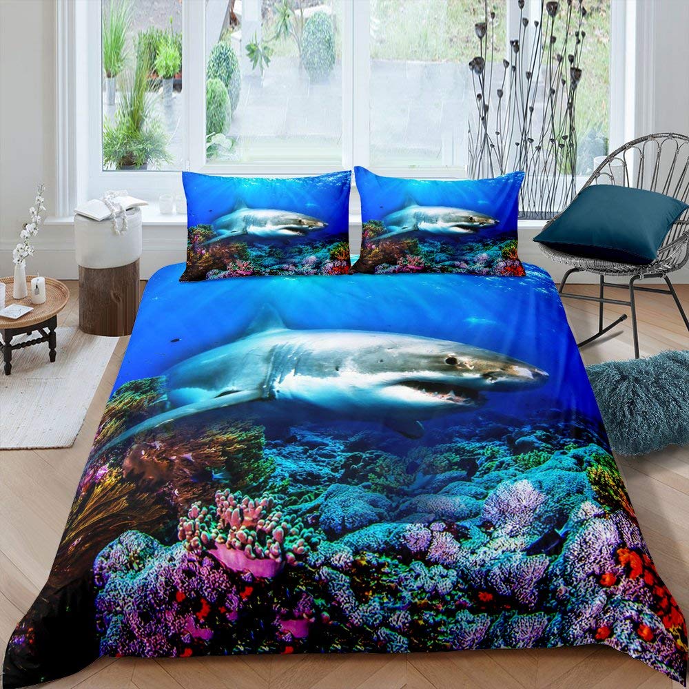 Fish Duvet Cover Set Ocean Bed - 3D Printing Quilting ulasan dan harga