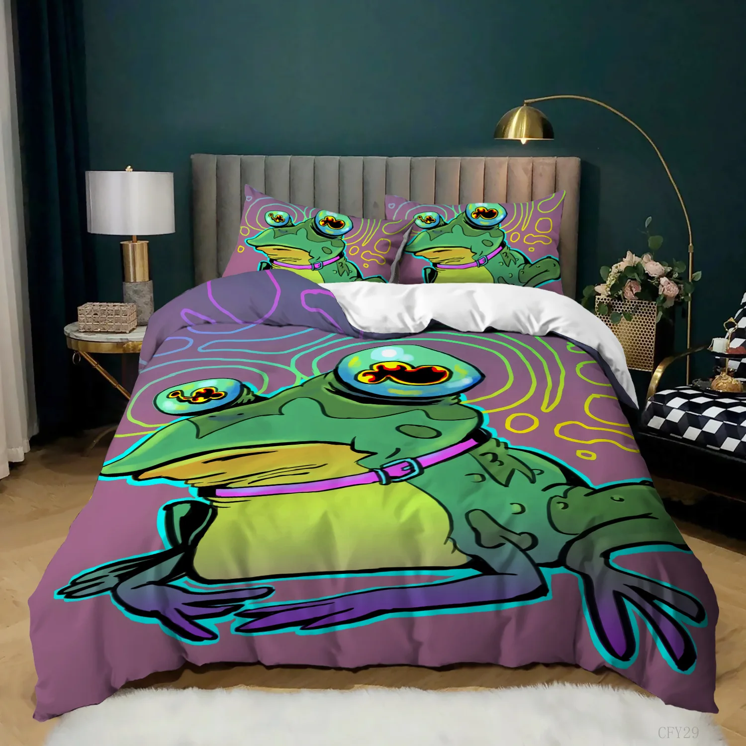 Frog Duvet Cover Set King Size - 3D Printing Quilting ulasan dan harga