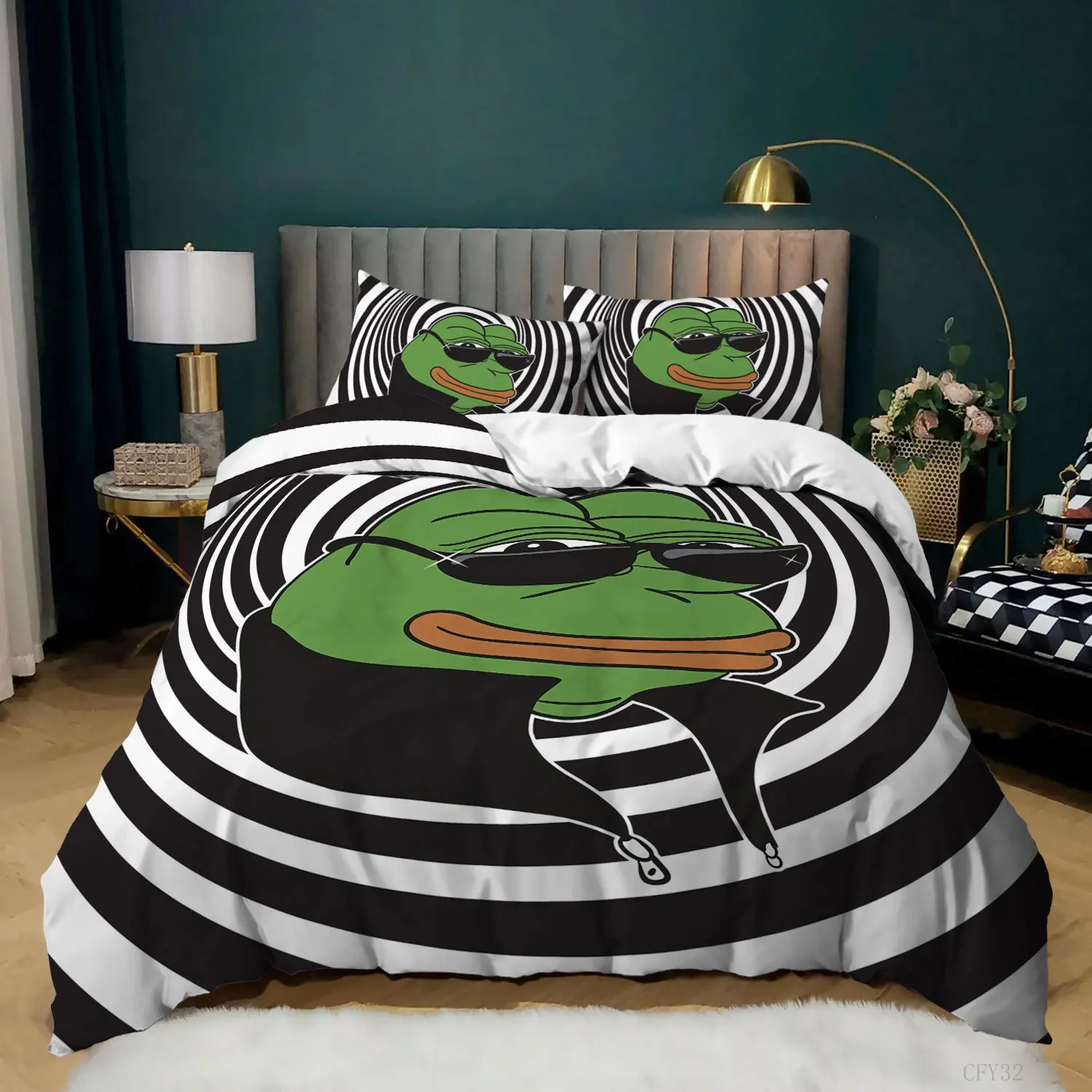 Frog Duvet Cover Set King Size - 3D Printing Quilting ulasan dan harga