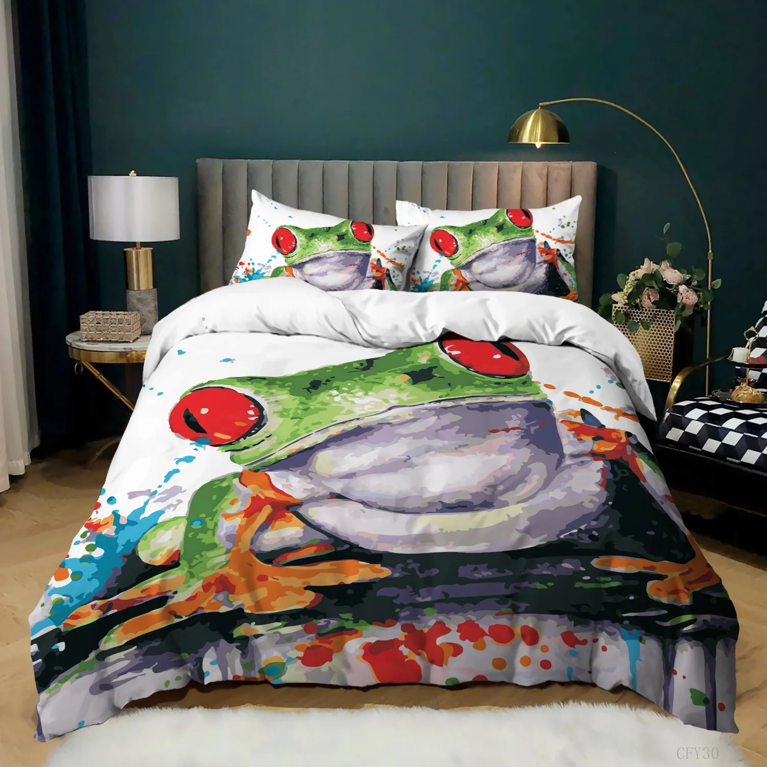 Frog Duvet Cover Set King Size - 3D Printing Quilting ulasan dan harga
