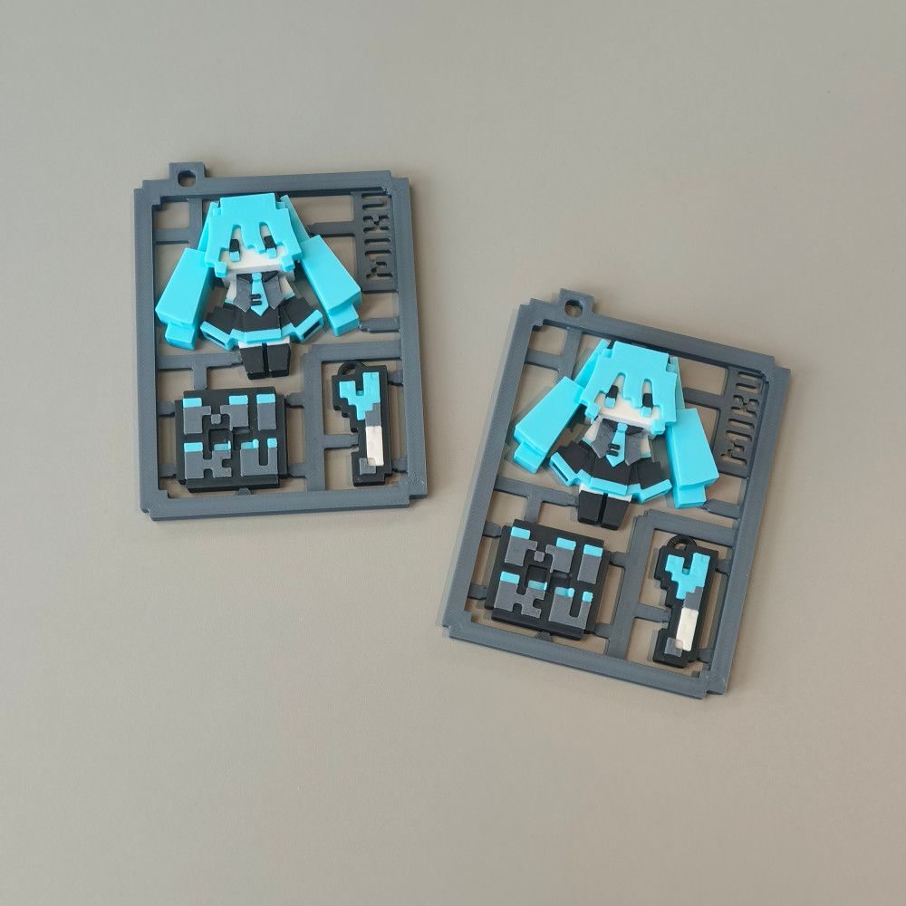 Hatsune Miku Pixel-style Assem - 3D Printing Keychain ulasan dan harga