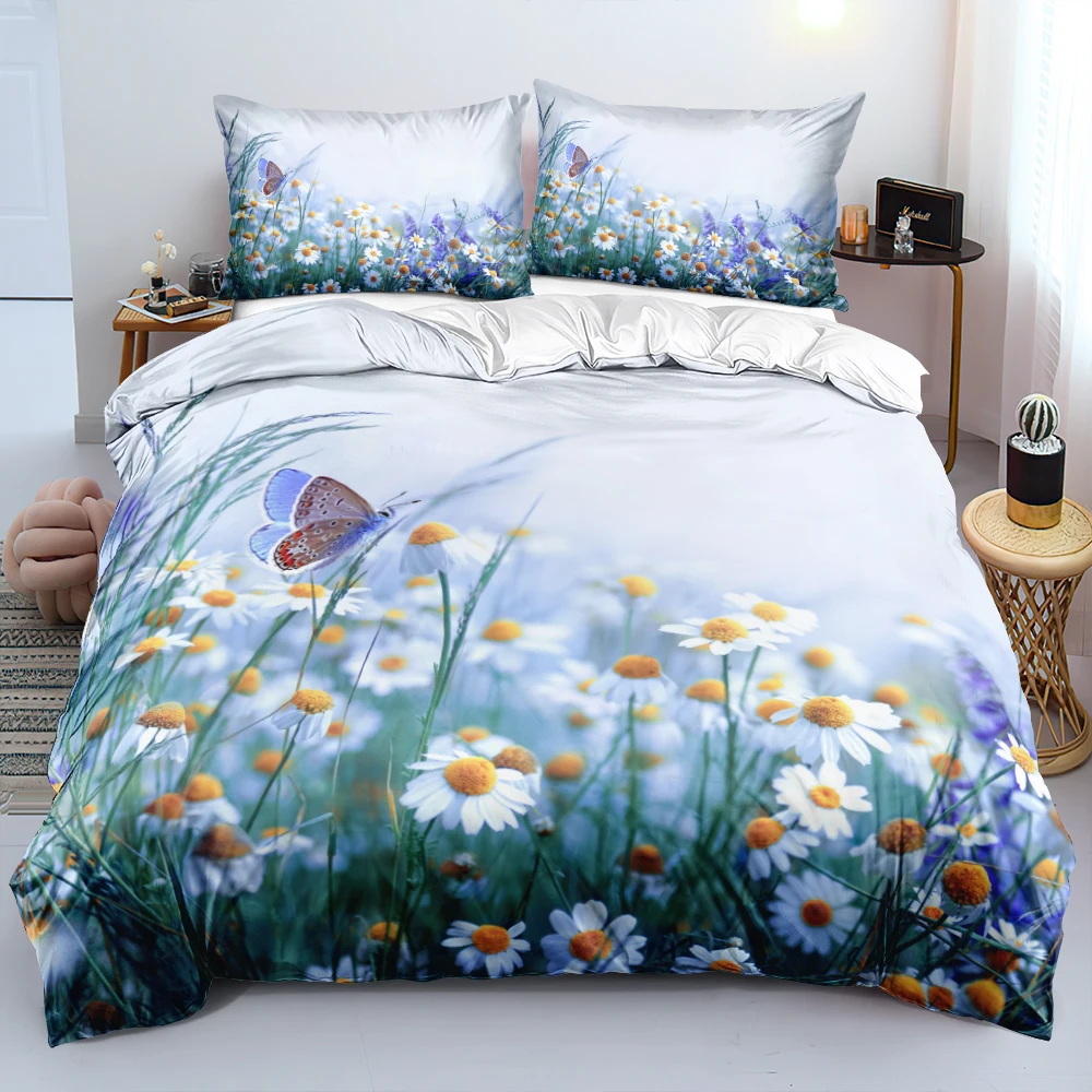 3D Design Flowers Duvet Cover  - 3D Printing Quilting ulasan dan harga